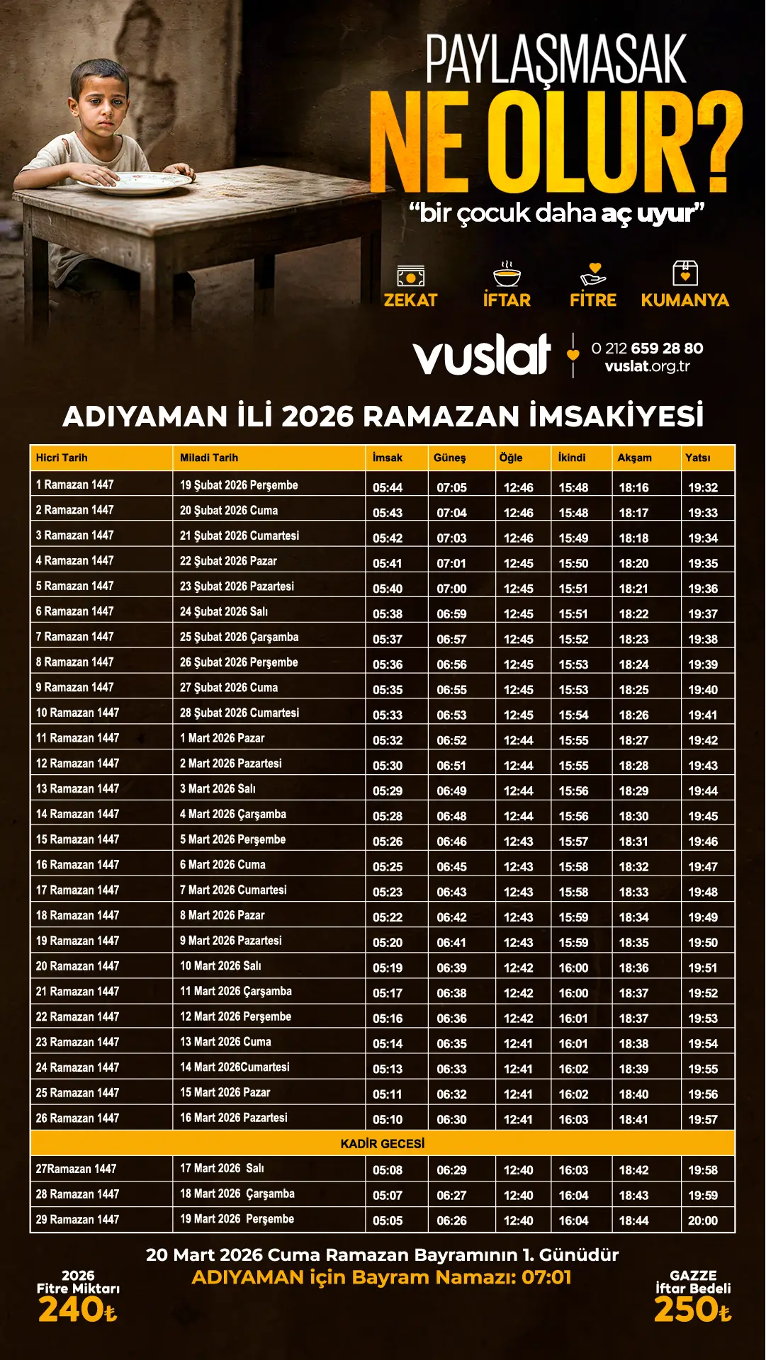 Adıyaman İftar Vakti 2026 - Sahur Vakti İmsakiye