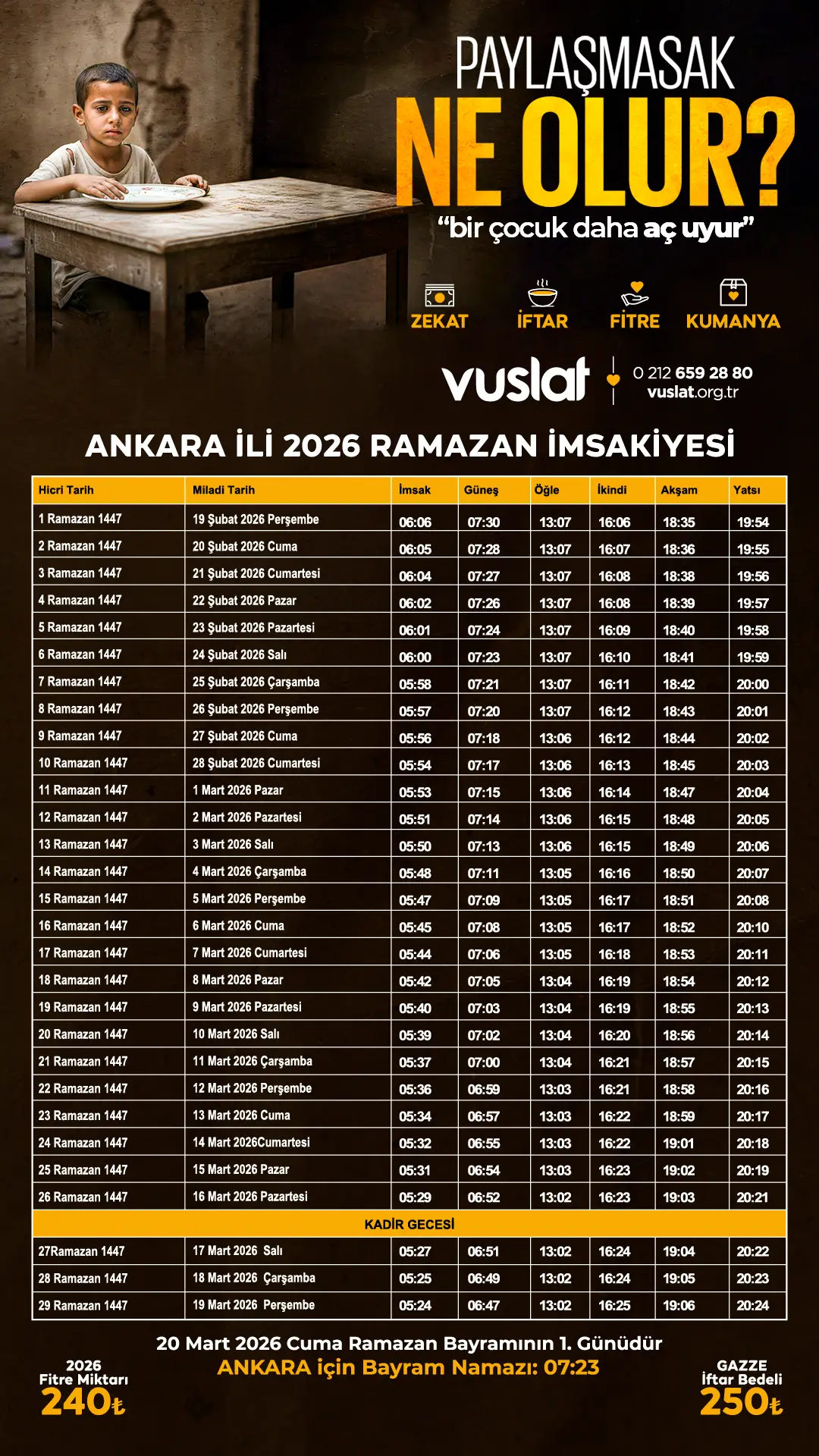 Ankara İftar Vakti 2026 - Sahur Vakti İmsakiye