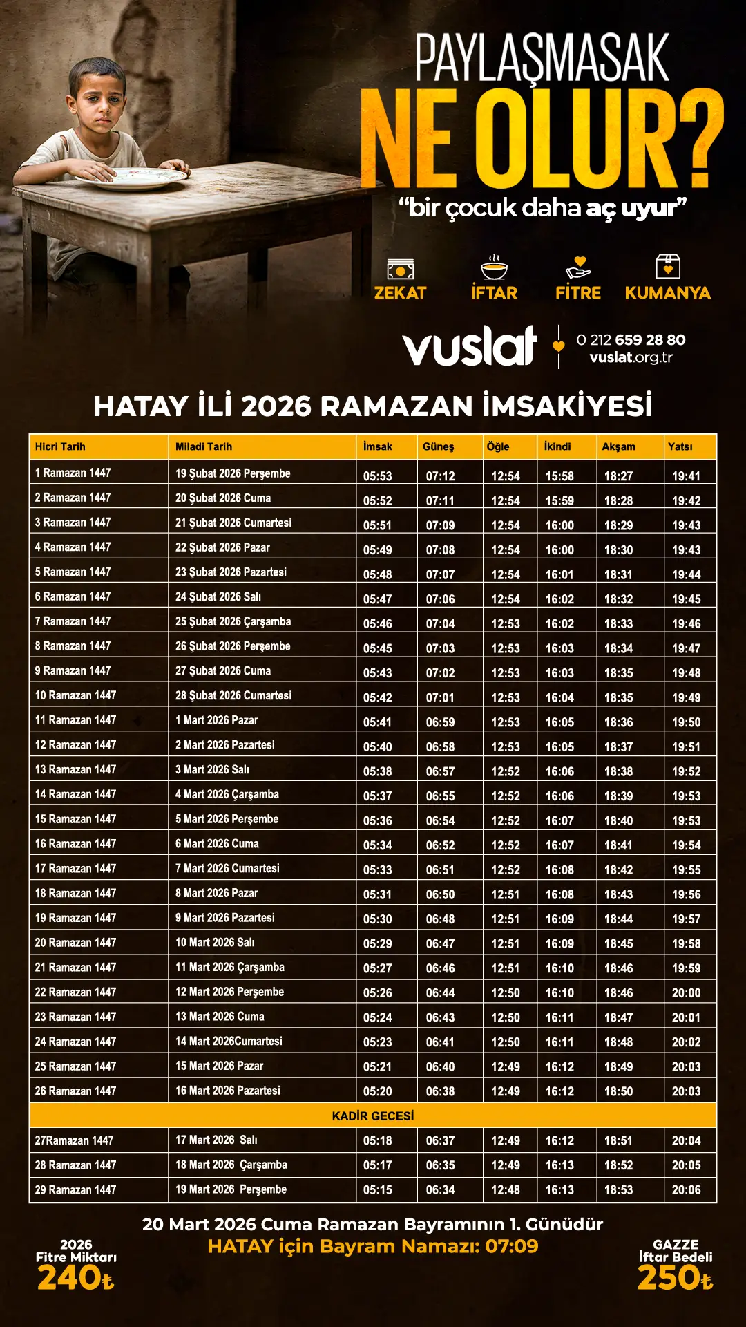 Hatay İftar Vakti 2026 - Sahur Vakti İmsakiye