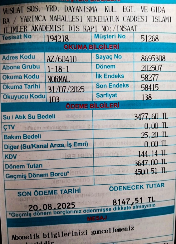 Dev Külliye Fatura